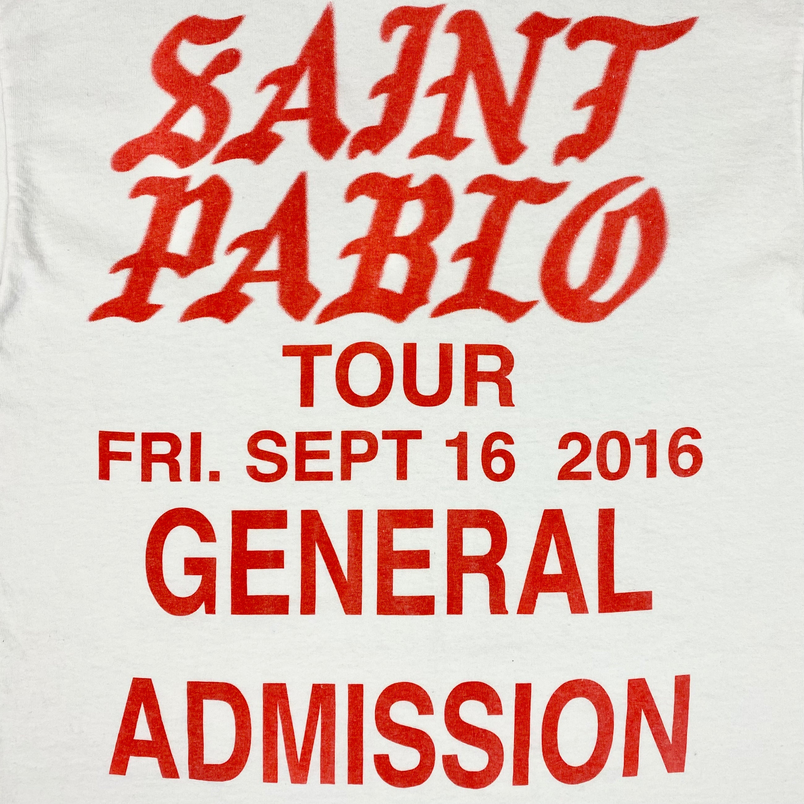 The Life of Pablo 2016 Saint Pablo Tour 'General Admission' Tee In White