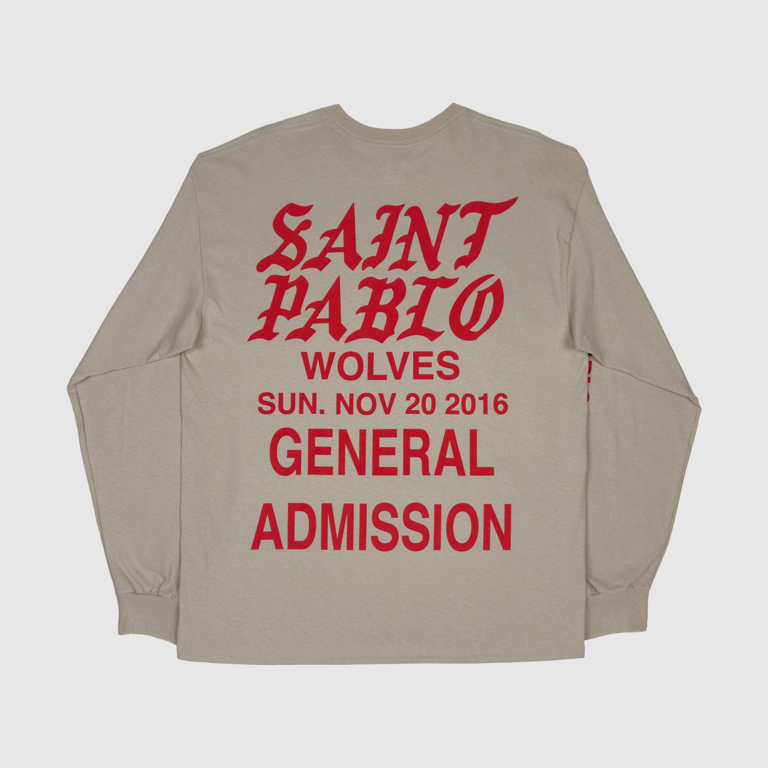 Saint Pablo Tour 2016 Wolves Long Sleeve In Sand