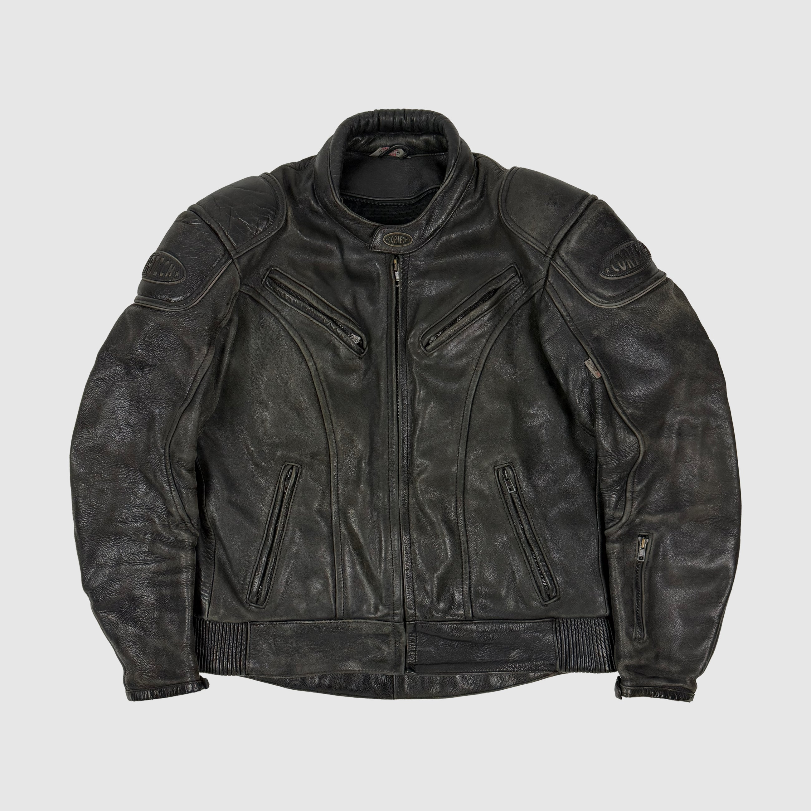 Vintage Moto Leather Jacket In Black