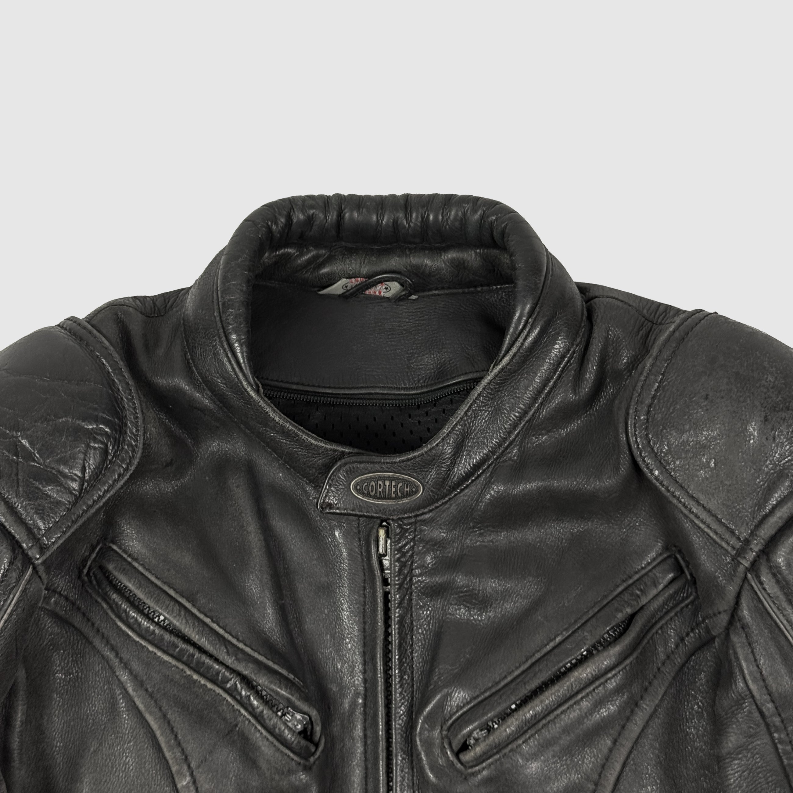 Vintage Moto Leather Jacket In Black