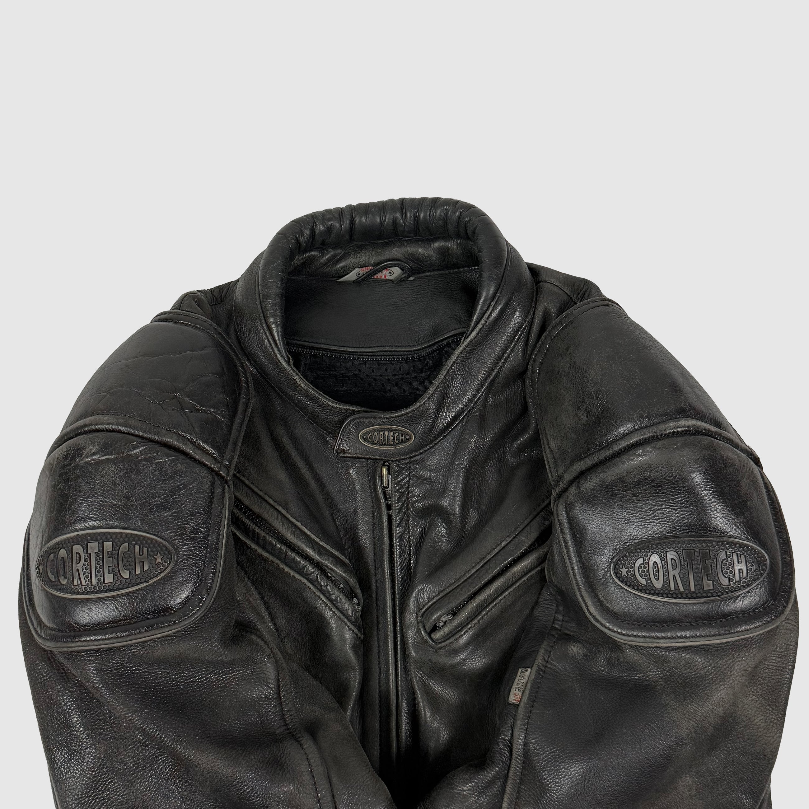Vintage Moto Leather Jacket In Black