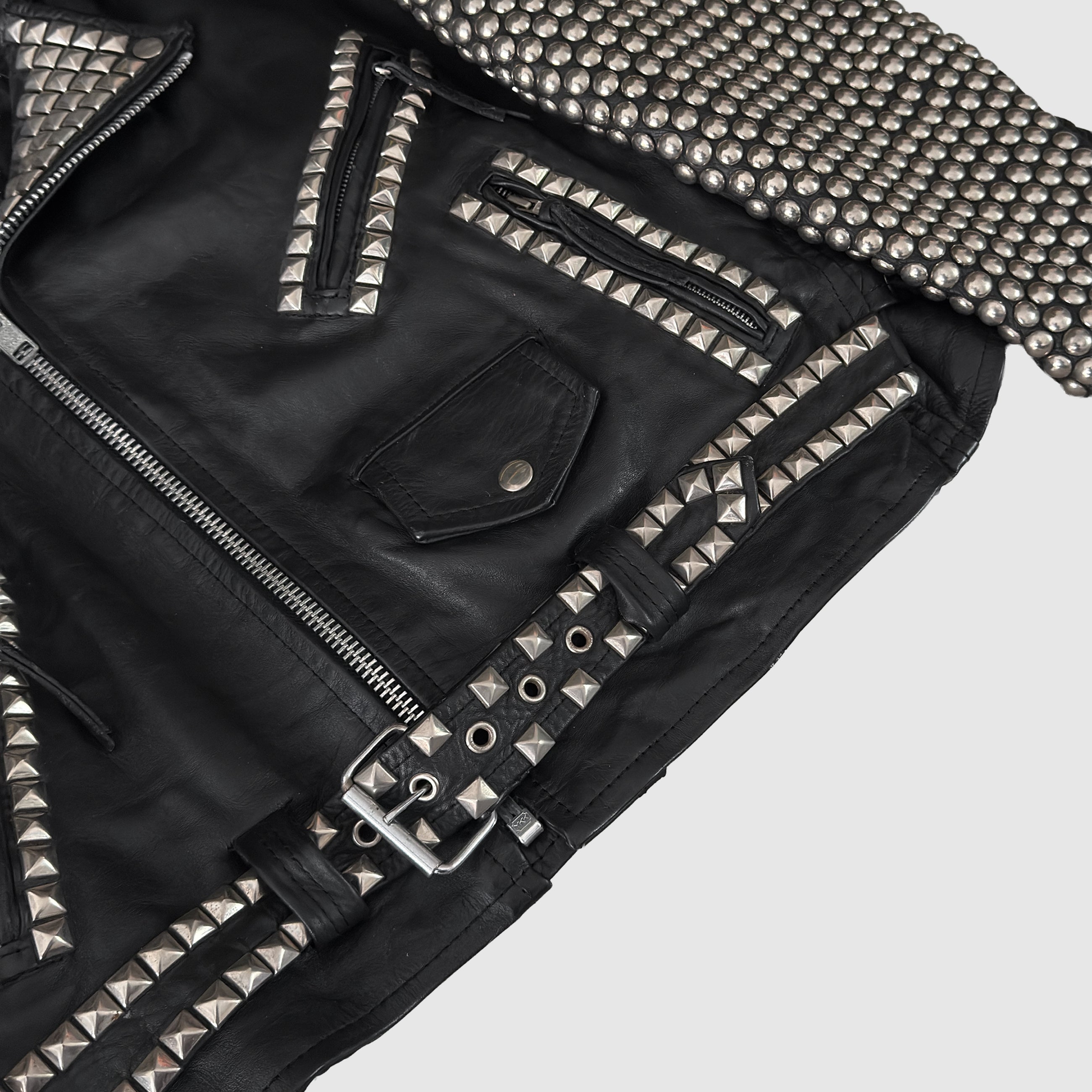 Vintage 1995 Hand Studded Leather Jacket (Yeezus Era)