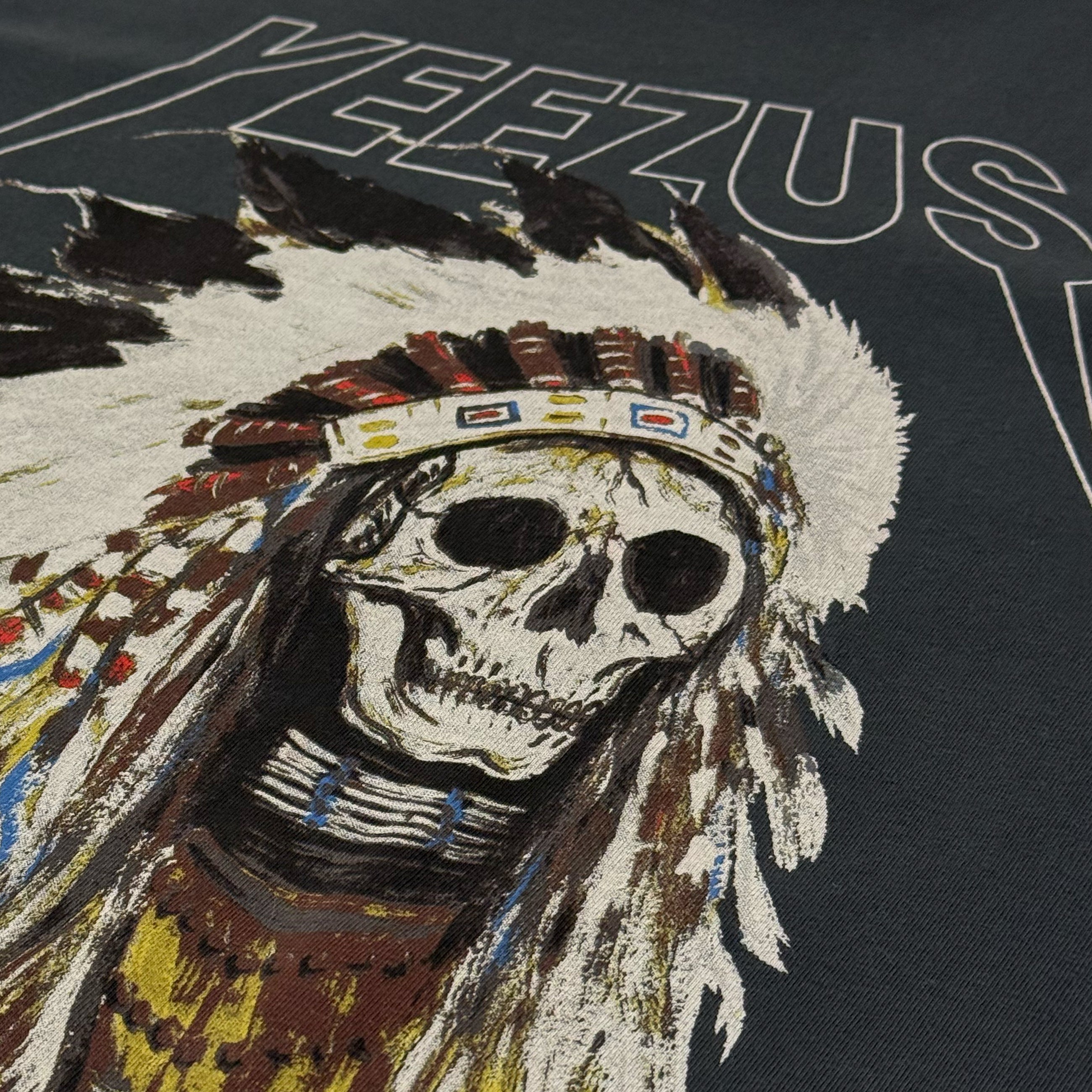 Yeezus Tour 2013 'Black Friday' Native Skull Tee By Wes Lang