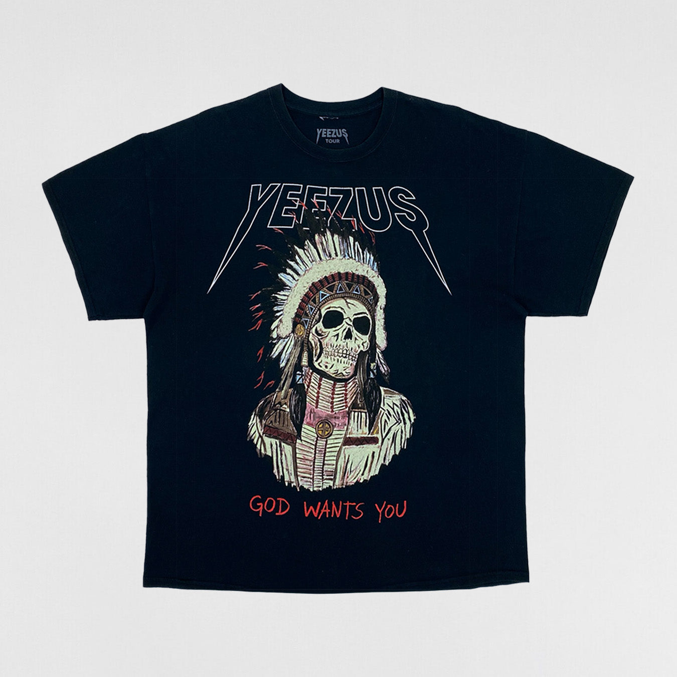 Yeezus Tour 2013 OG Native Skull Tee In Black By Wes Lang | Paris