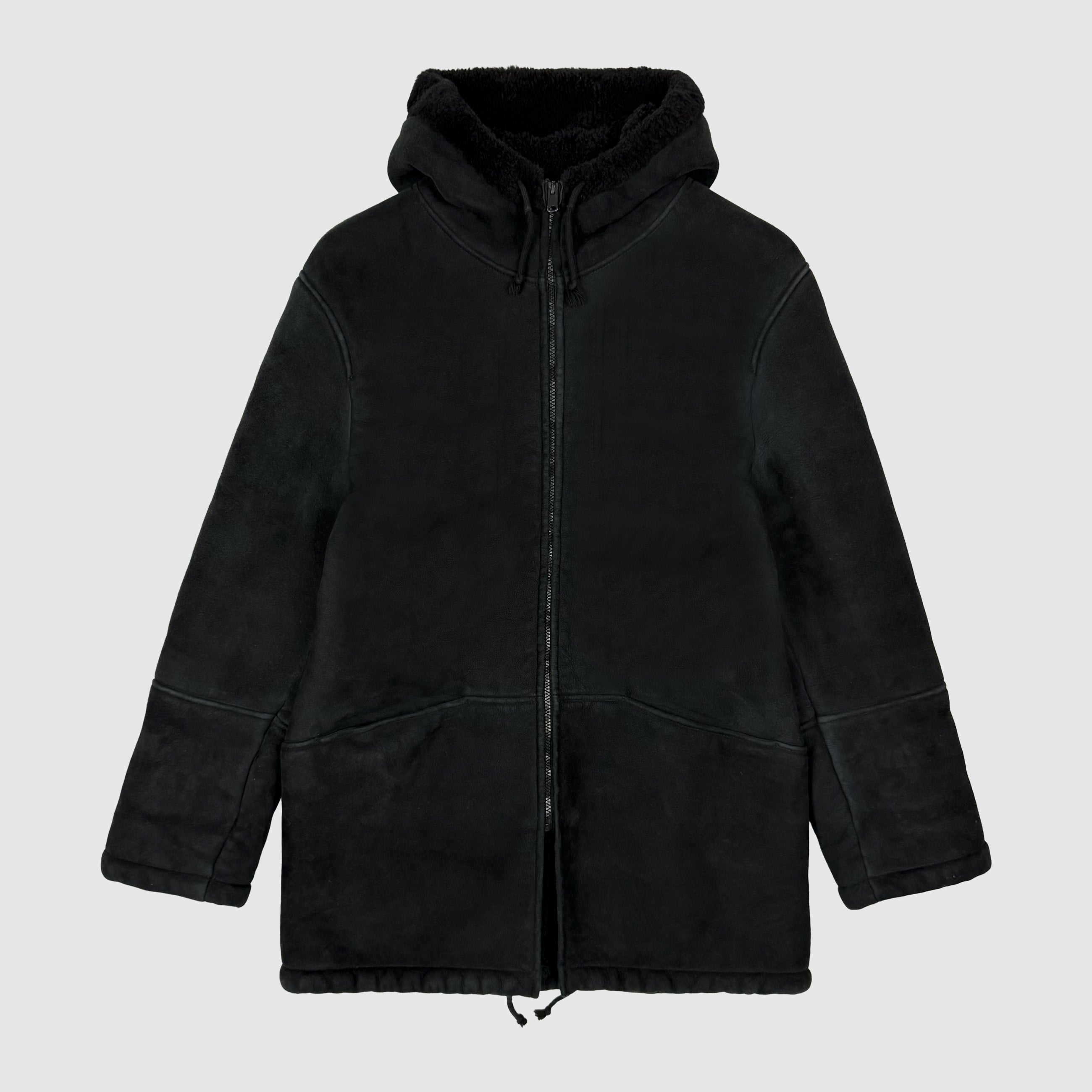 Yeezy Season 5 Shearling Hooded Coat In Ink