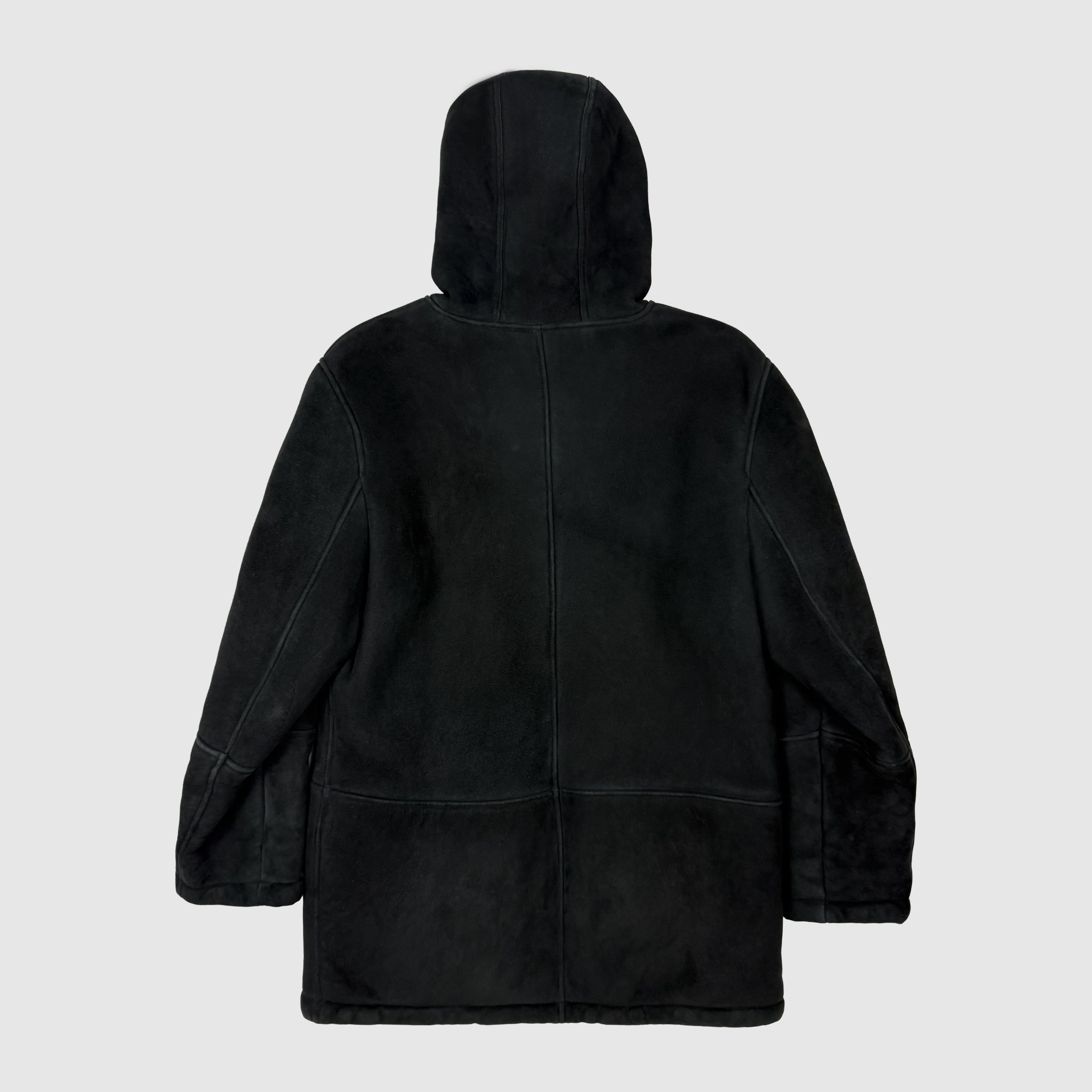 Yeezy Season 5 Shearling Hooded Coat In Ink
