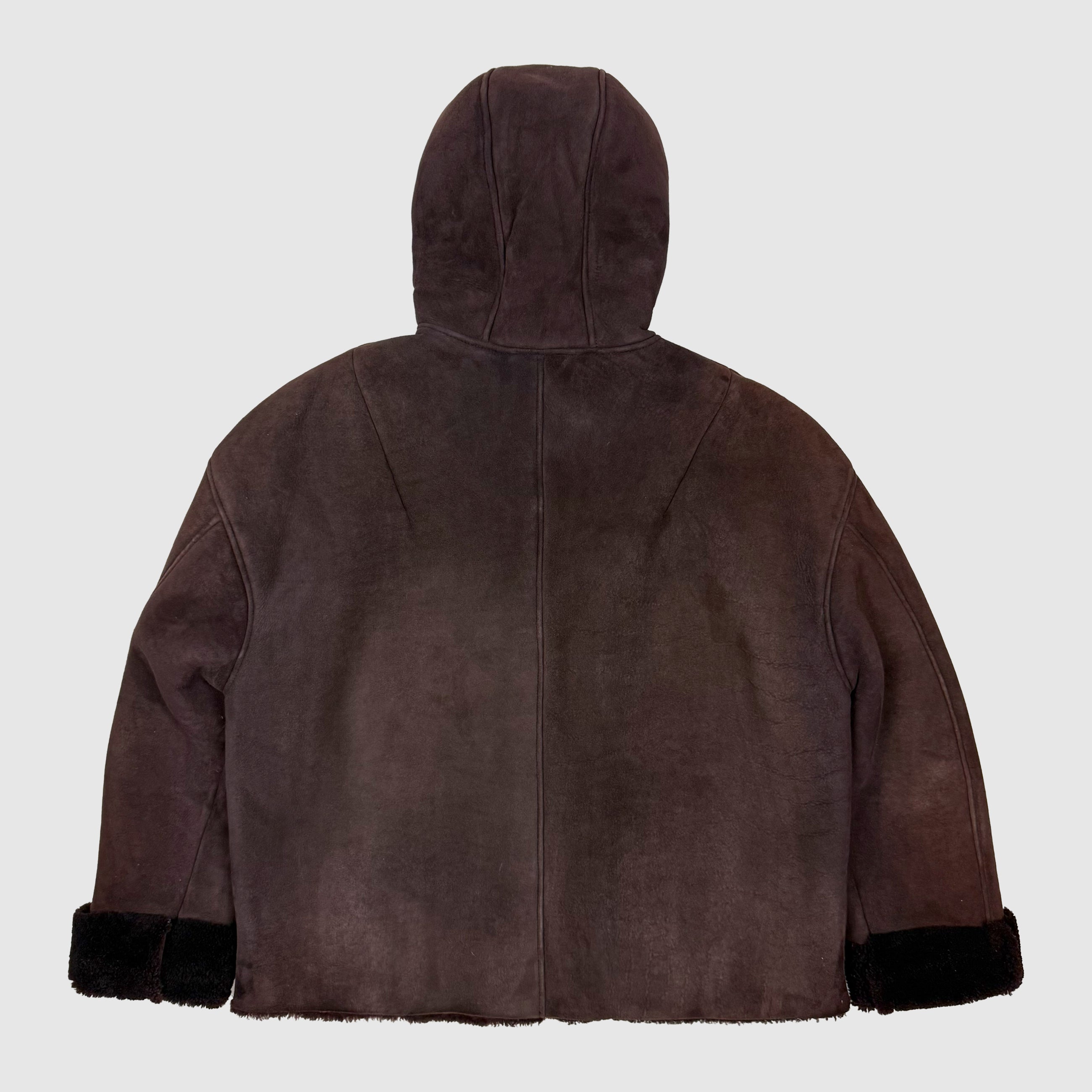 Yeezy Season 5 Shearling Hooded Jacket In Oxblood