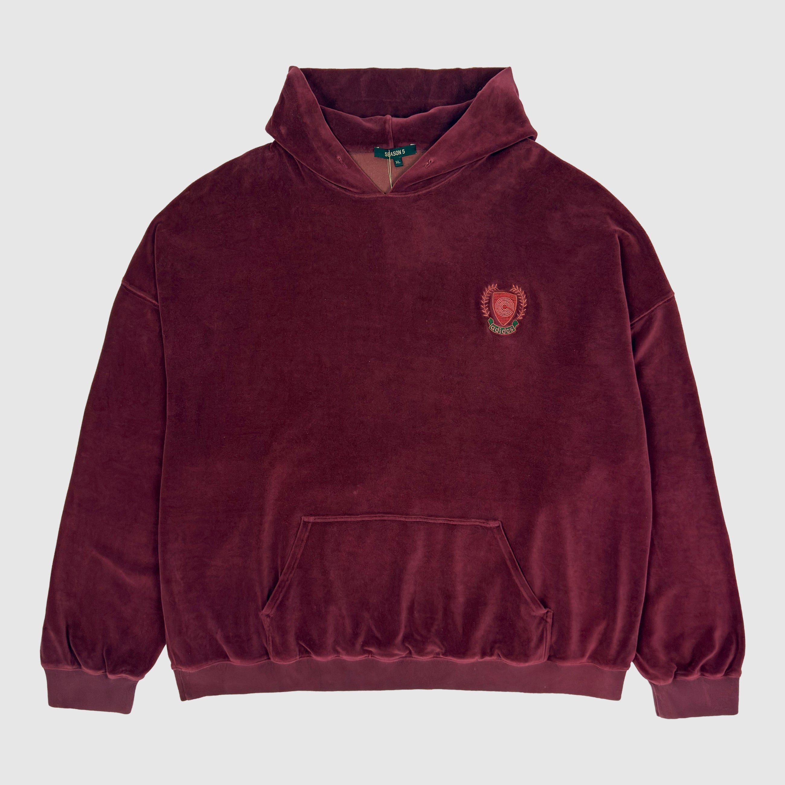 Yeezy Season 5 Runway Sample Velour Hoodie In Oxblood