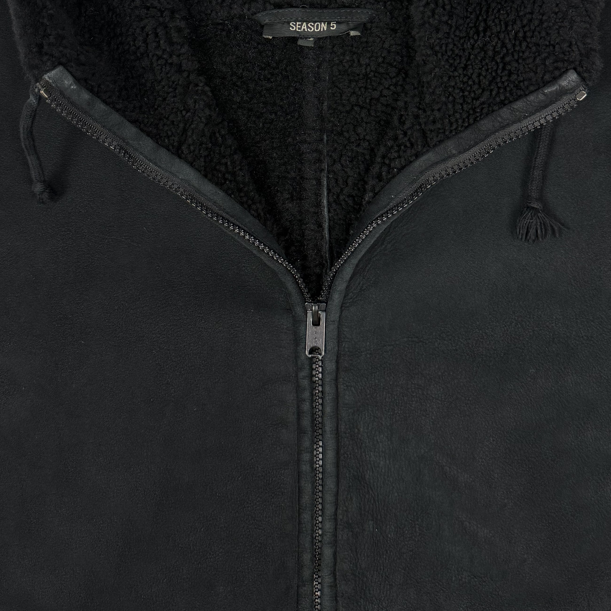 Yeezy Season 5 Shearling Hooded Coat In Ink