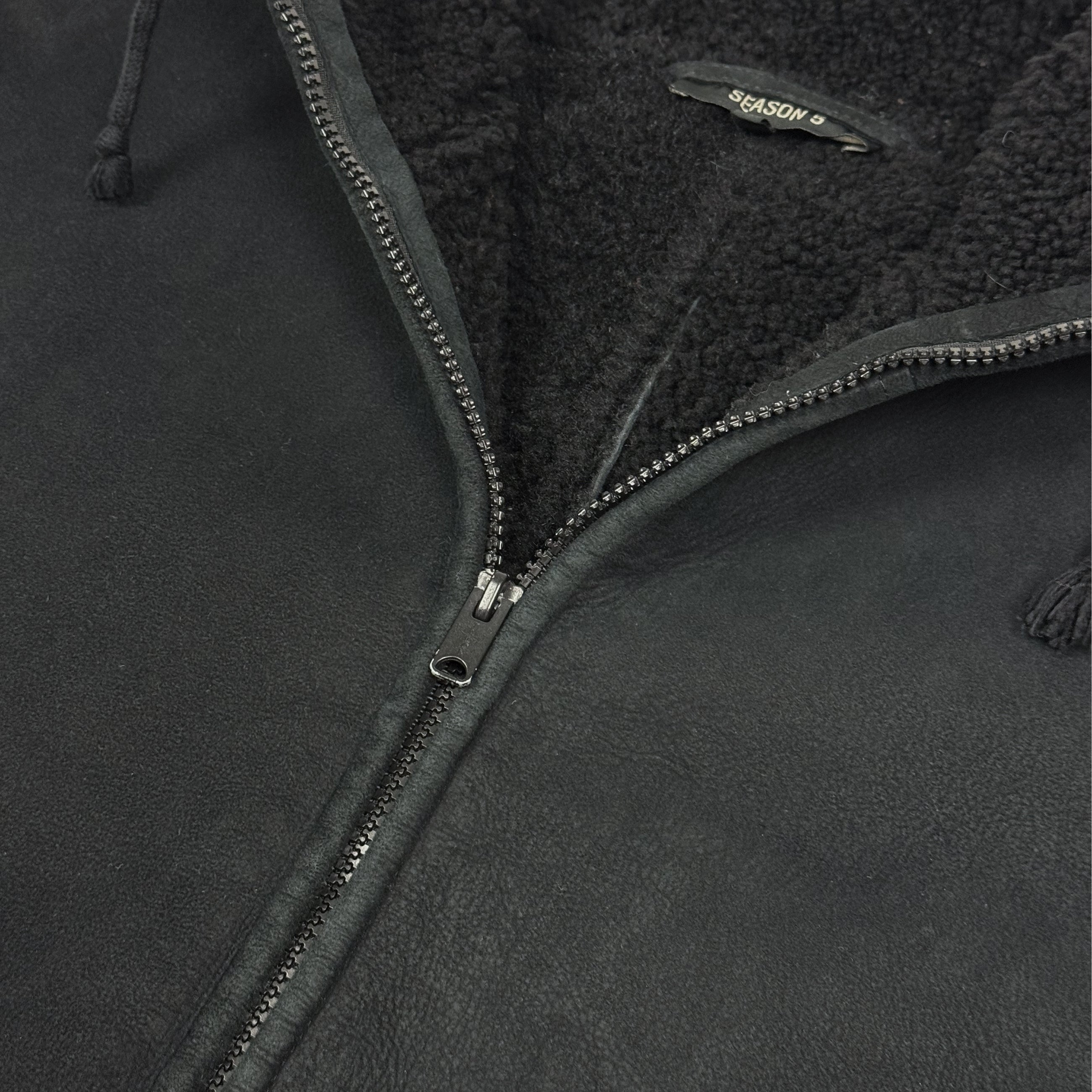 Yeezy Season 5 Shearling Hooded Coat In Ink