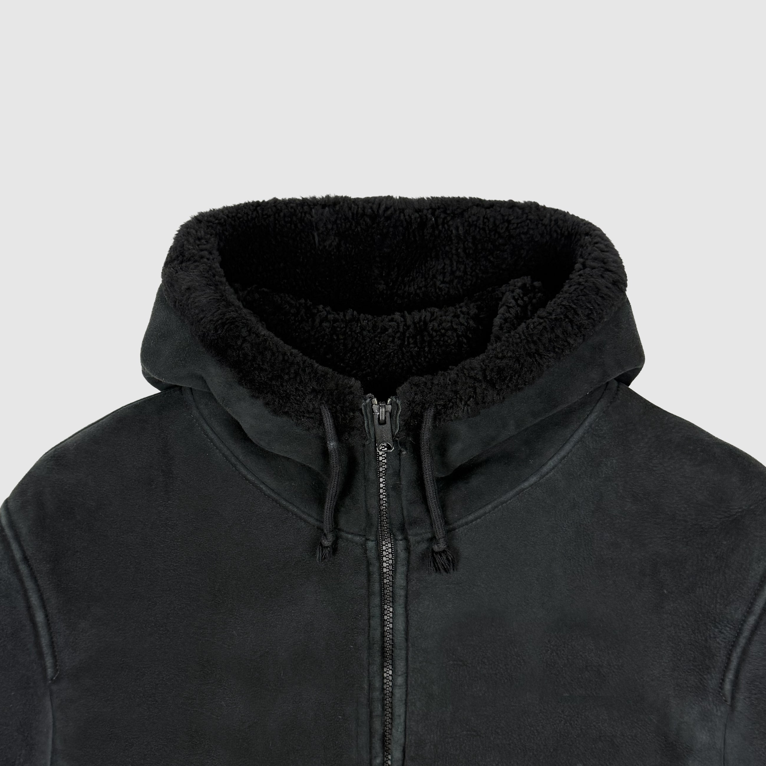 Yeezy Season 5 Shearling Hooded Coat In Ink