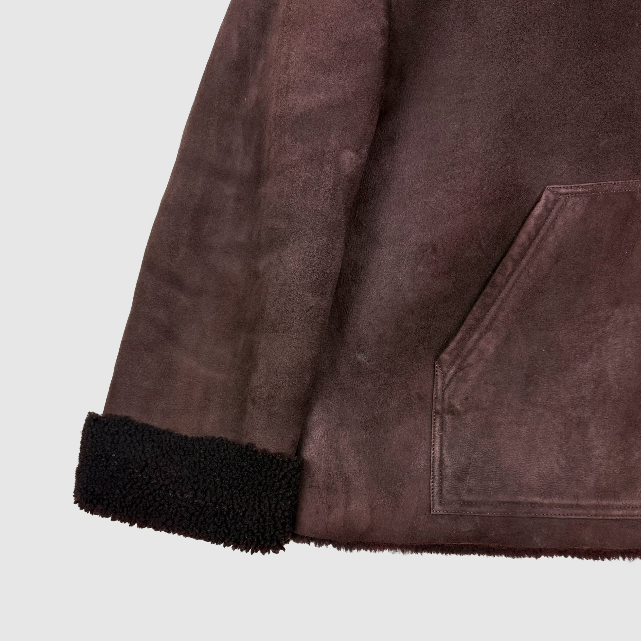 Yeezy Season 5 Shearling Hooded Jacket In Oxblood