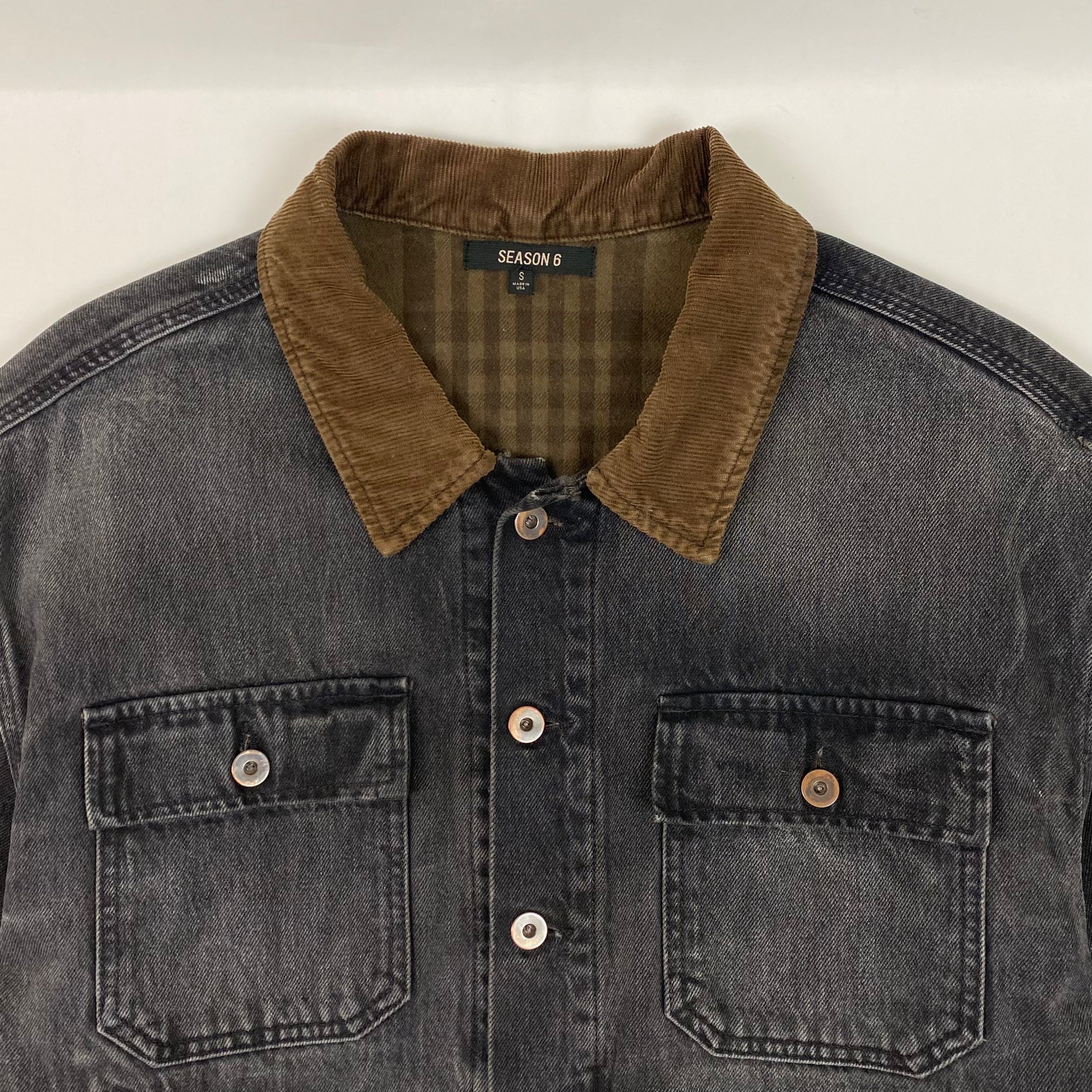 Yeezy Season 6 Flannel Lined Washed Denim Jacket