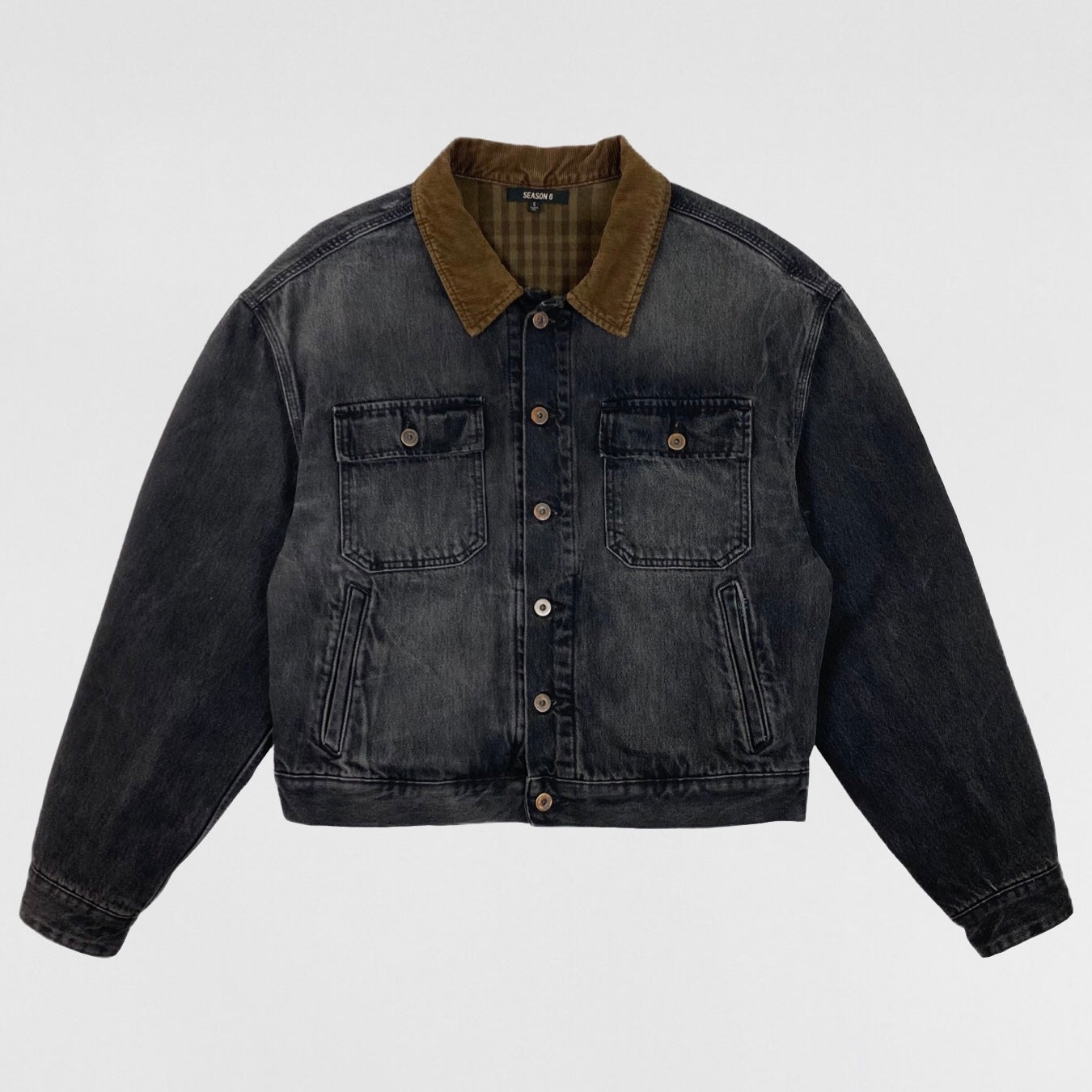 Yeezy Season 6 Flannel Lined Washed Denim Jacket | Paris Saint