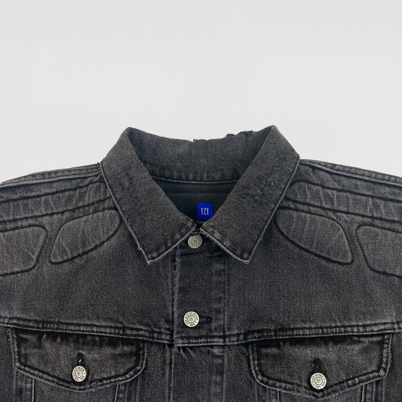 Yeezy Gap Balenciaga 2022 Padded Denim USA Jacket In Washed Grey