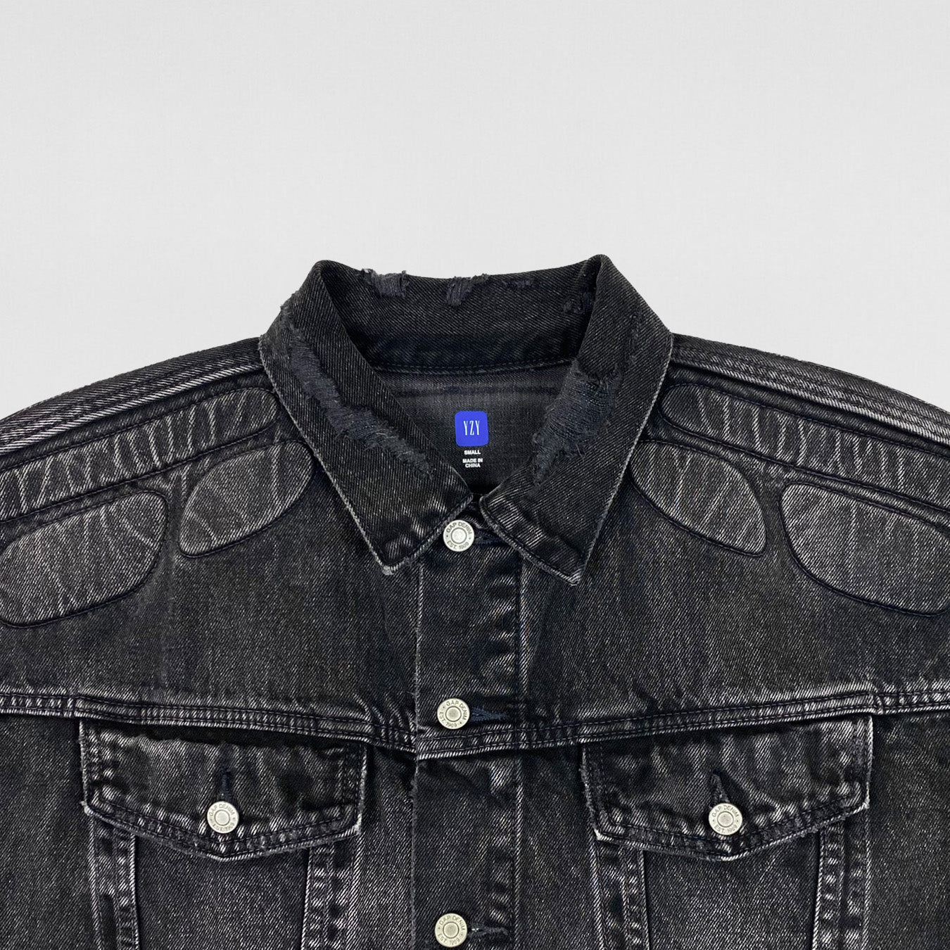 Yeezy Gap Balenciaga 2022 Padded Denim Jacket In Washed Grey