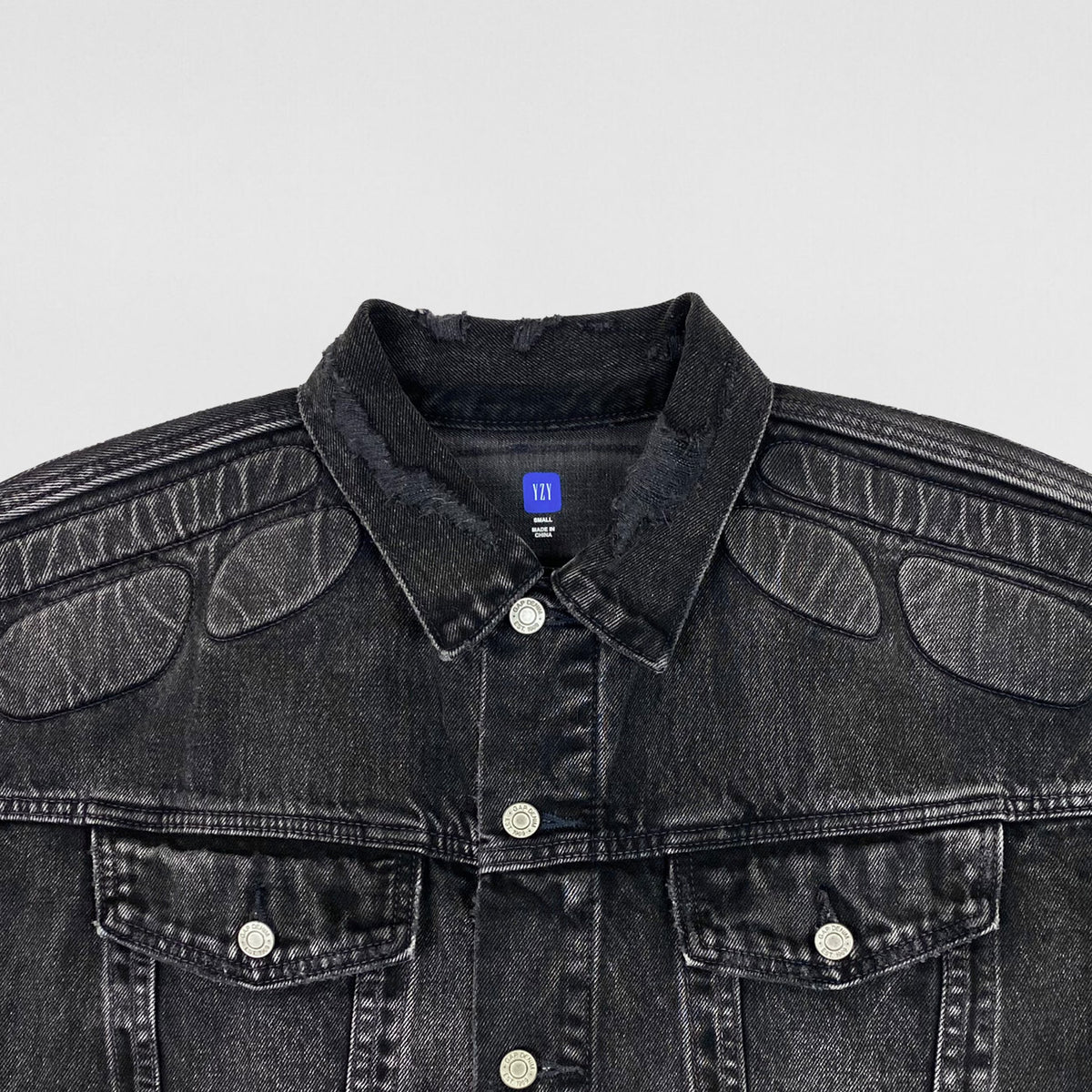 Yeezy Gap Balenciaga 2022 Padded Denim Jacket In Washed Grey 