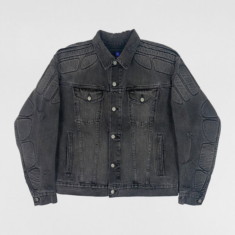 Yeezy Gap Balenciaga 2022 Padded Denim USA Jacket In Washed Grey