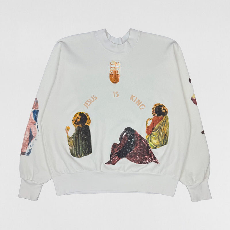 Jesus Is King 2019 Portrait Crewneck Sweater In White
