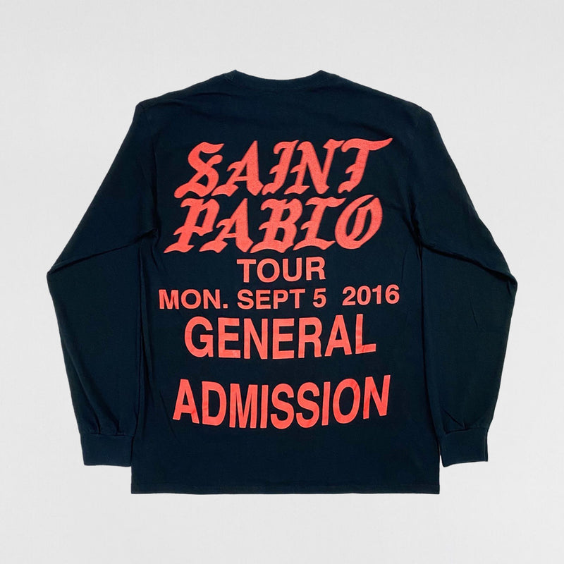Saint Pablo Tour 2016 General Admission Long Sleeve In Black