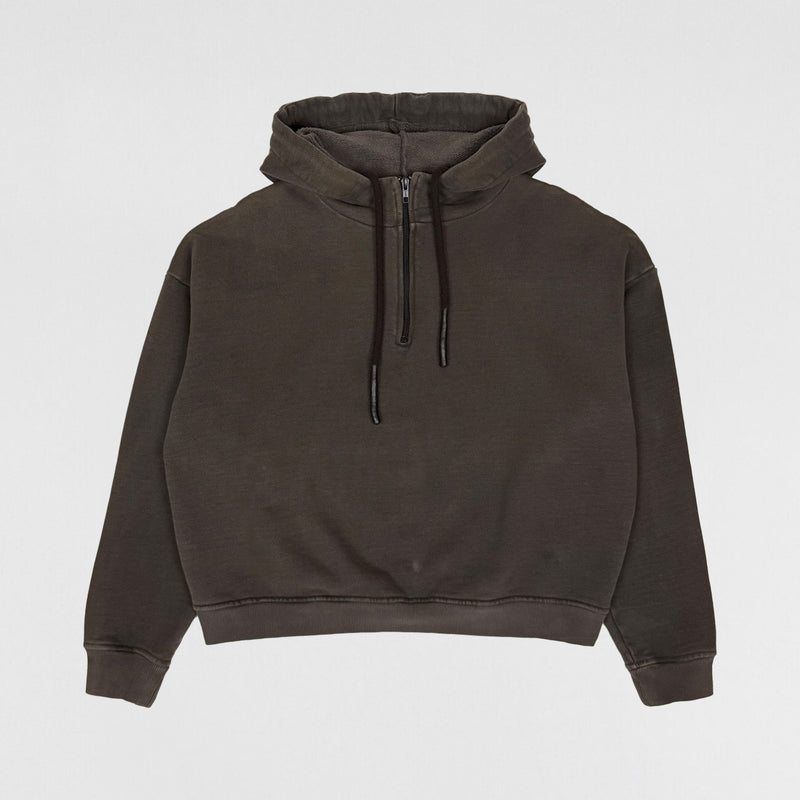 Yeezy Season 1 Half Zip Boxy Hoodie In Caviar