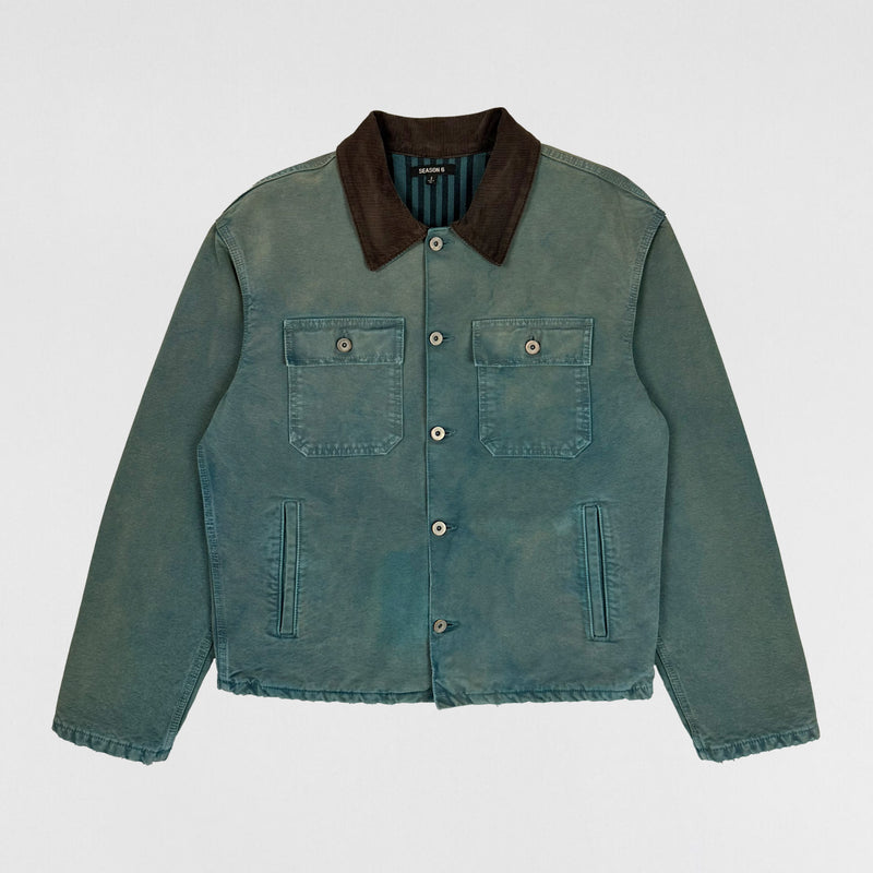 Yeezy Season 6 Flannel Lined Canvas Jacket In Glacier