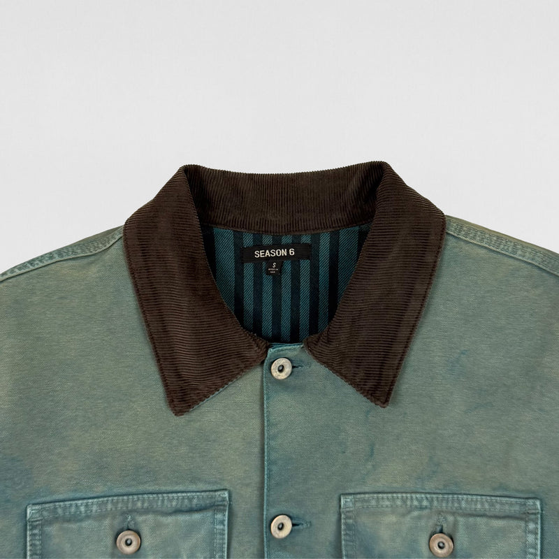 Yeezy Season 6 Flannel Lined Canvas Jacket In Glacier