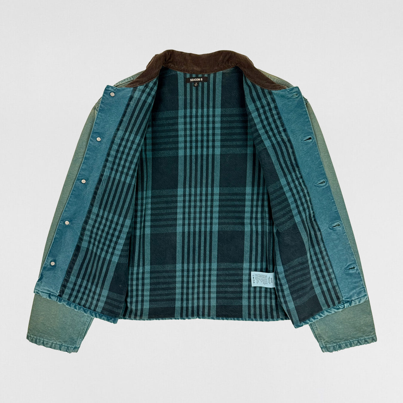 Yeezy Season 6 Flannel Lined Canvas Jacket In Glacier | Paris Saint