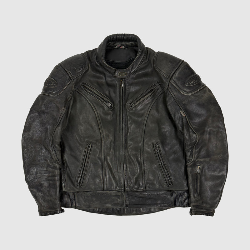 Vintage Moto Leather Jacket In Black