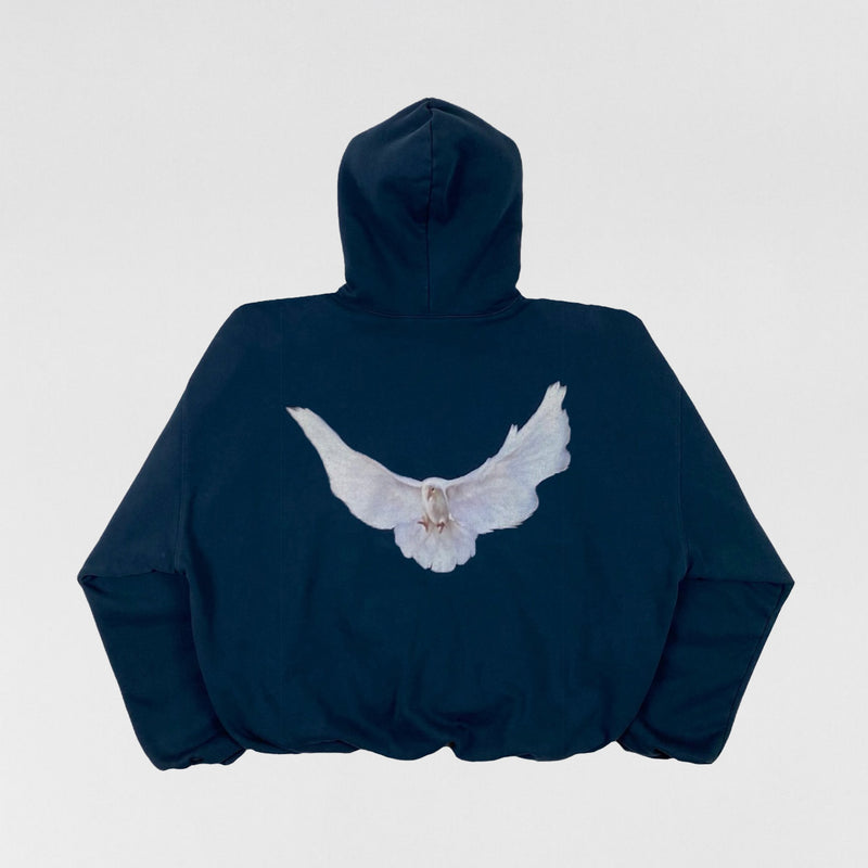 Yeezy Gap Balenciaga 2022 Double Layered Dove Hoodie In Dark Blue