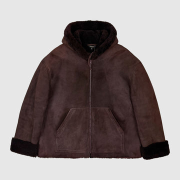 Yeezy Season 5 Shearling Hooded Jacket In Oxblood