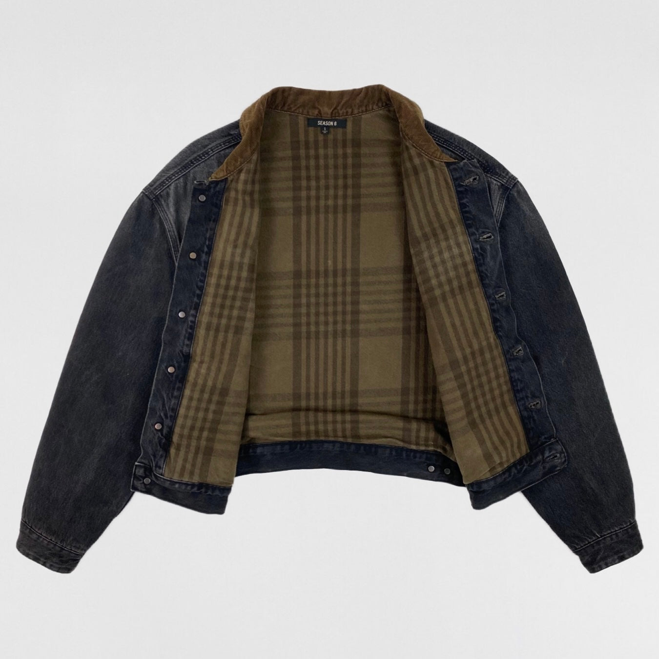 Yeezy Season 6 Flannel Lined Washed Denim Jacket | Paris Saint