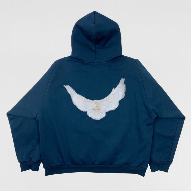Yeezy Gap Balenciaga 2022 Shrunken Dove Hoodie In Dark Blue